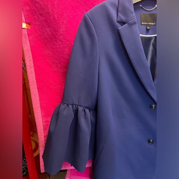 Banana Republic Bell-Sleeve Coat JACKET Size XL blue‎ NWOT - Picture 2 of 10